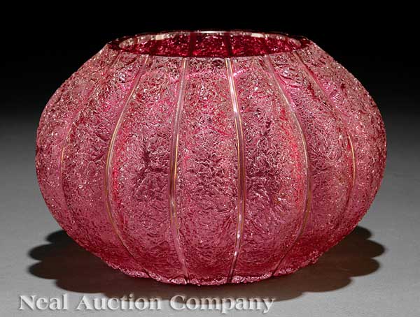 A Mold-Blown Cranberry Glass Bowl