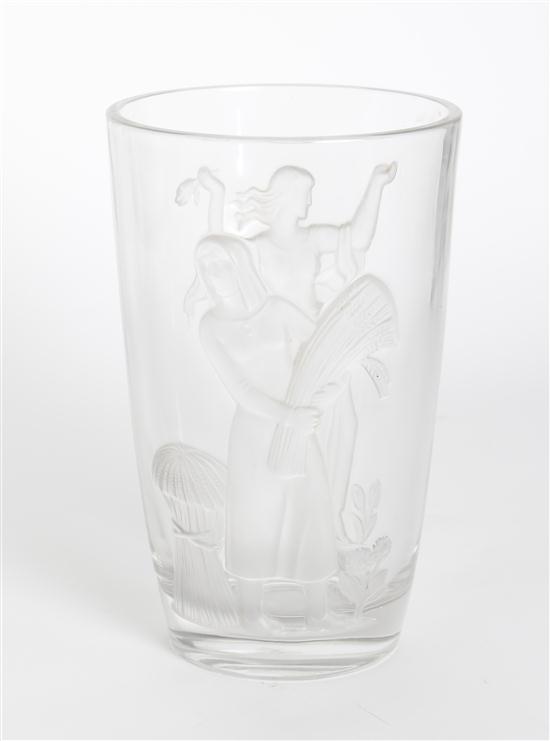 A Molded and Frosted Glass Vase