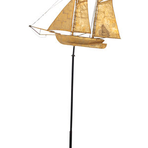 A Molded and Gilt Copper Ketch-Form