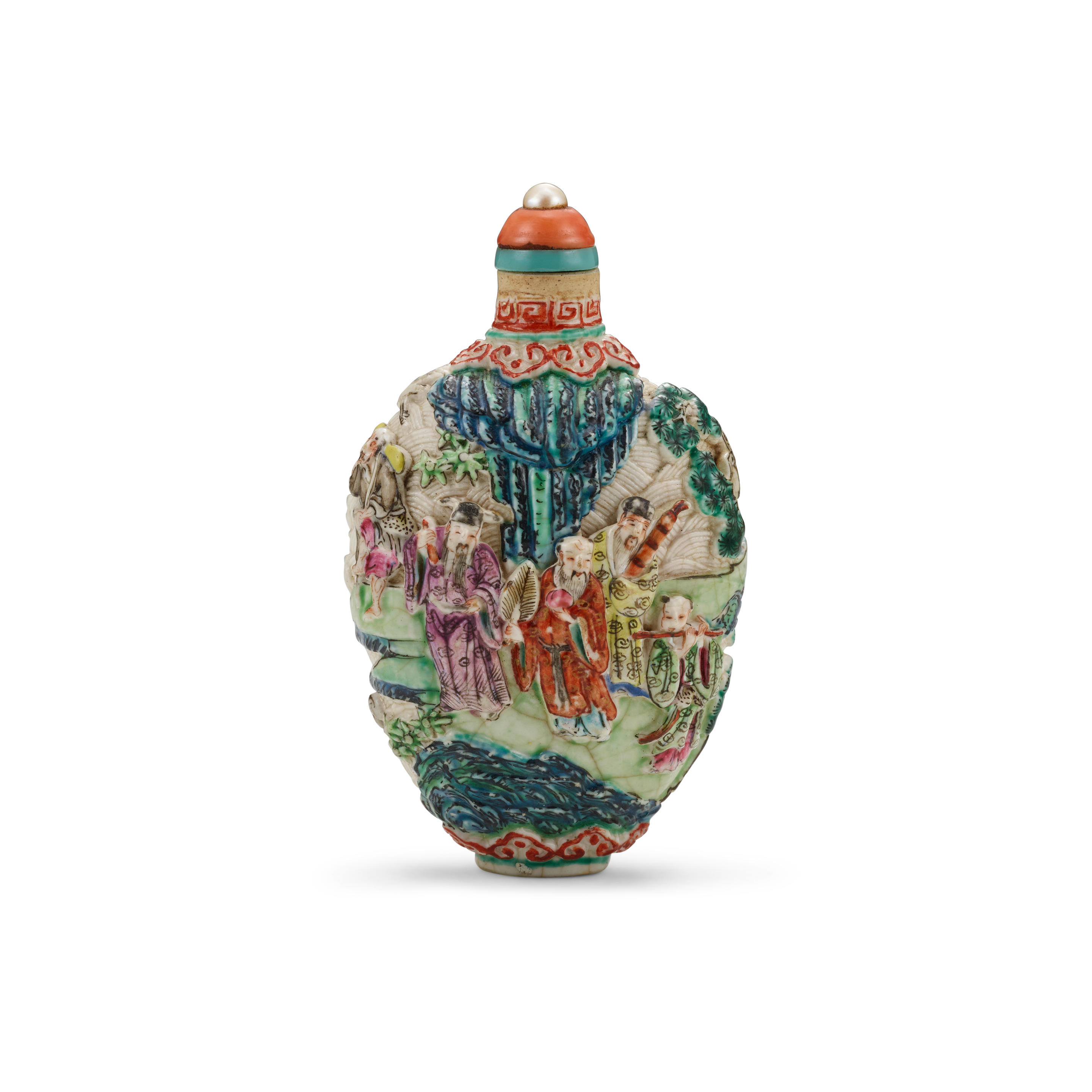 A MOLDED FAMILLE-ROSE 'DAOIST