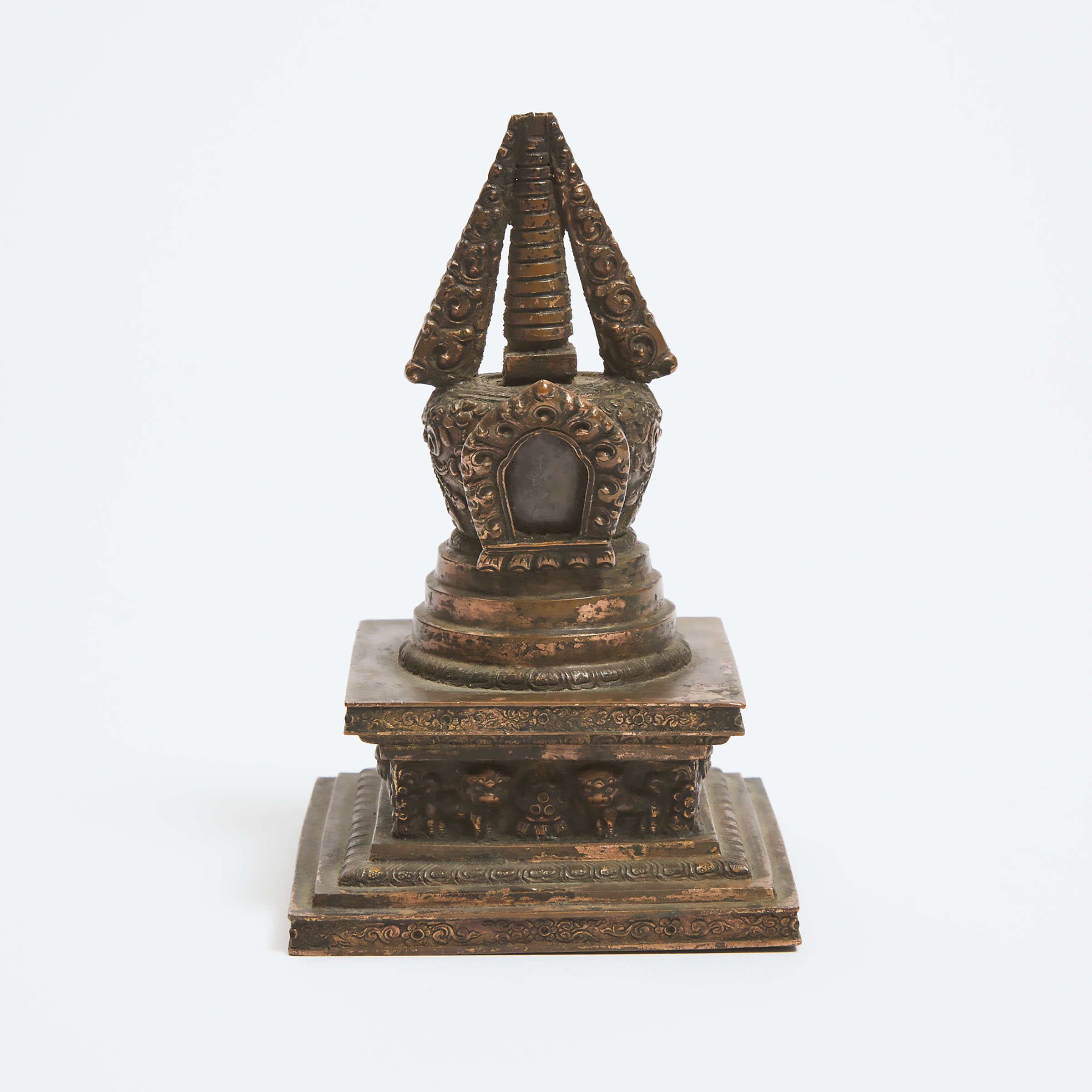 A Mongolian Gilt Bronze Stupa, 19th