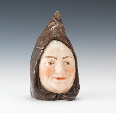 A Monks Head Tobacco Jar Glazed