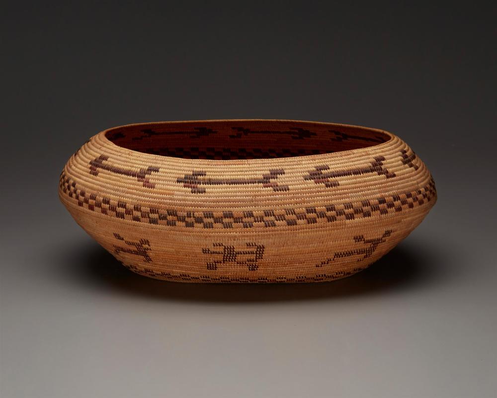 A MONO PICTORIAL BASKET, WOVEN BY