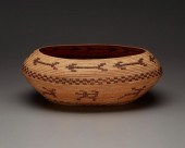 A MONO PICTORIAL BASKET, WOVEN