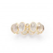 A MOONSTONE, DIAMOND AND EIGHT