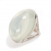 A MOONSTONE, DIAMOND AND EIGHT