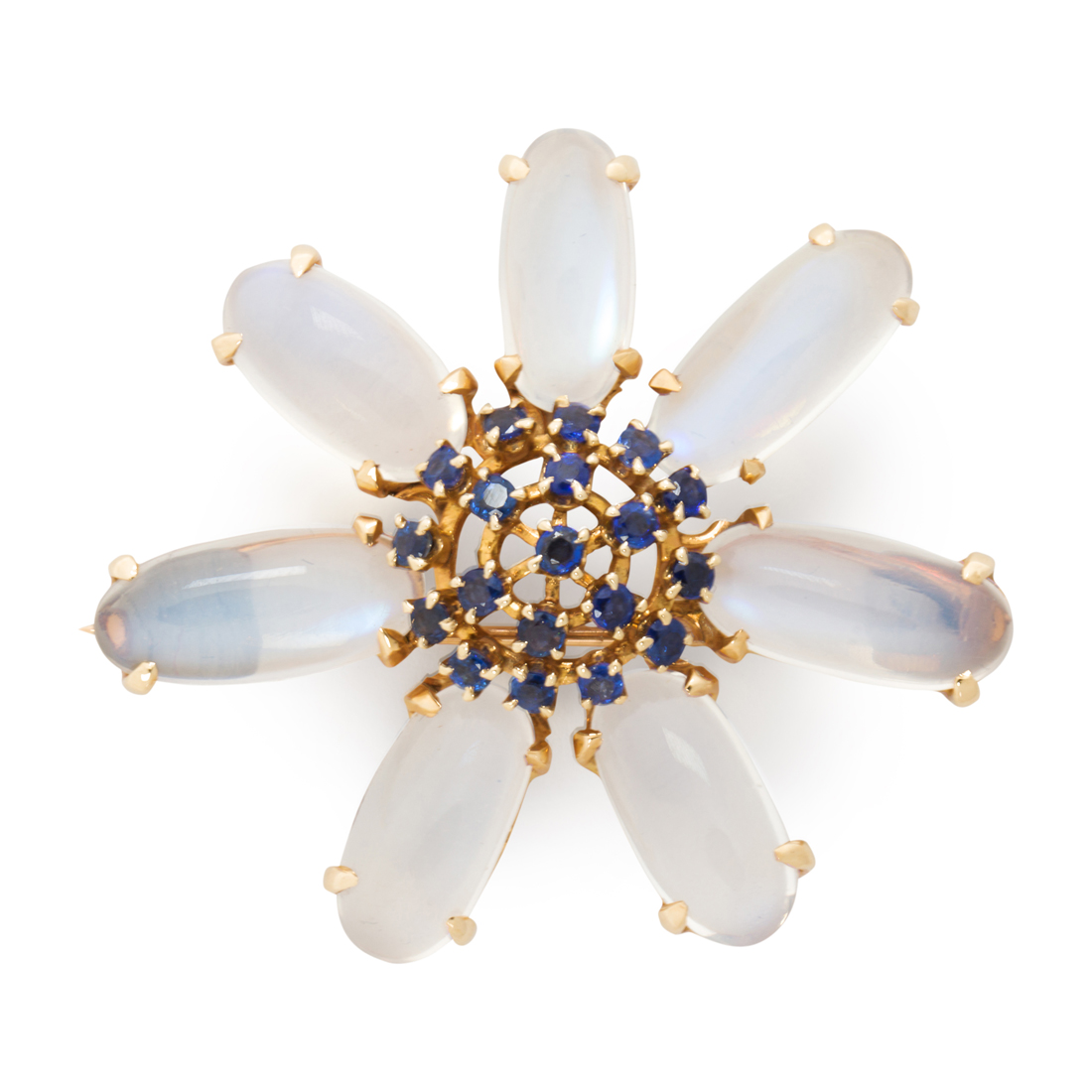 A MOONSTONE, SAPPHIRE AND