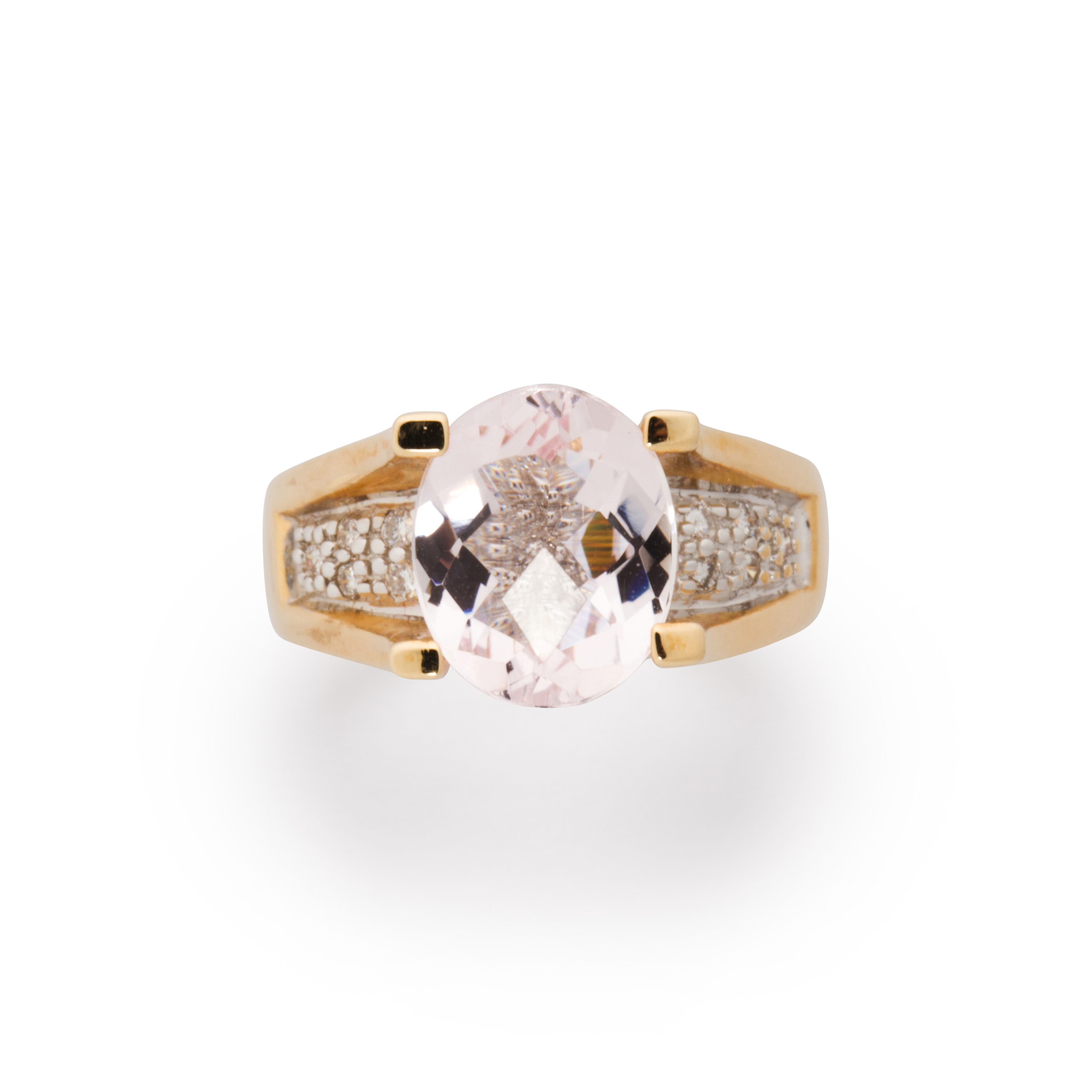 A MORGANITE, DIAMOND FOURTEEN KARAT
