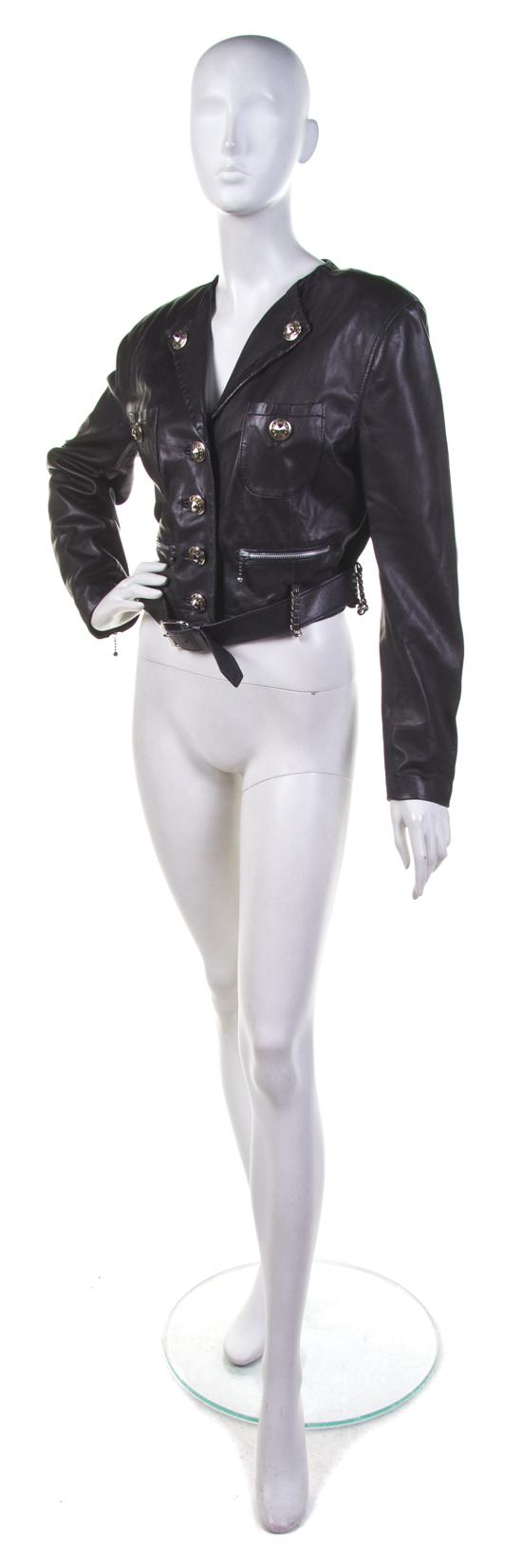 A Moschino Black Leather Biker