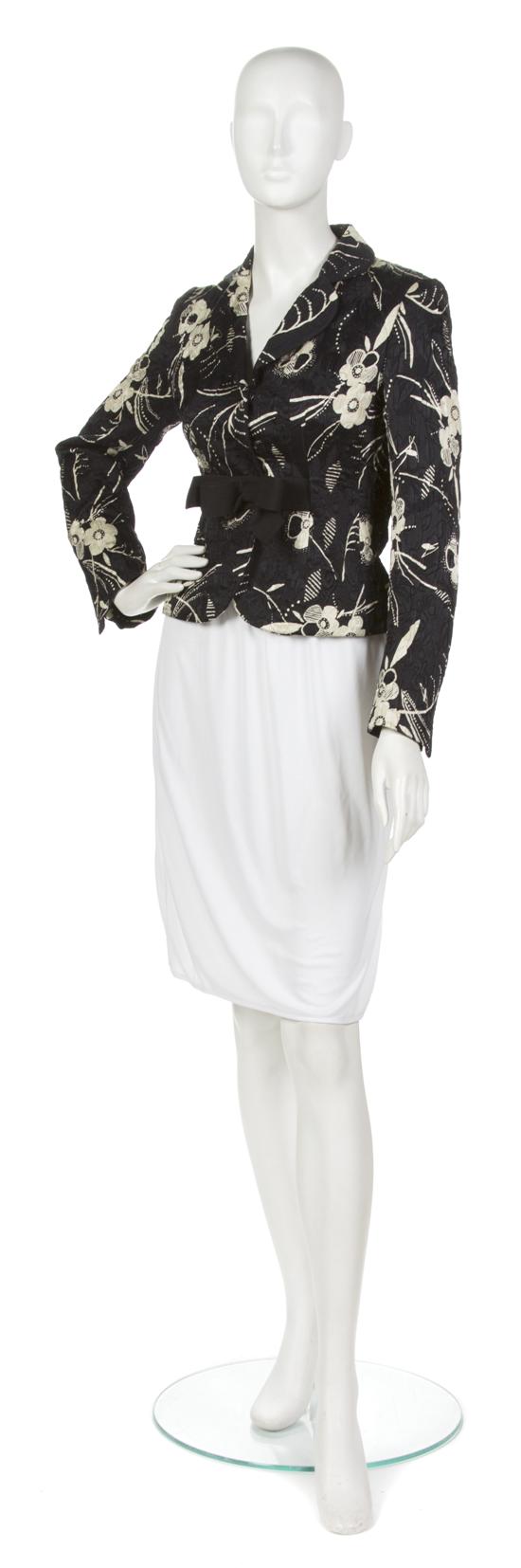 * A Moschino Navy and Cream Silk
