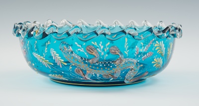 A Moser Blue Art Glass Bowl with