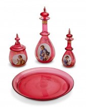 A MOSER CRANBERRY GLASS SETA M