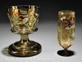 A Moser Enameled Green Glass V