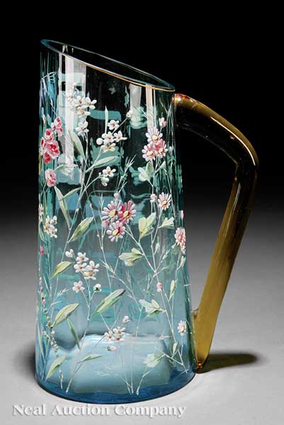 A Moser Enameled Light Blue Glass
