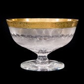 A MOSER GILT DECORATED CUT GLA