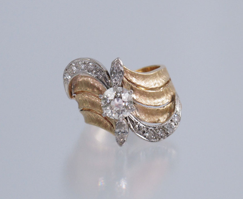 A MOST UNIQUE 1950's DECO 14K