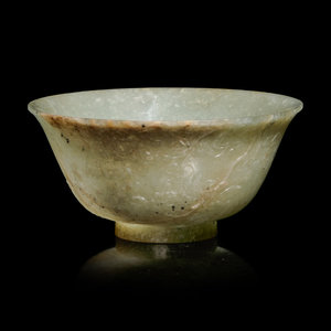 A Mottled Celadon Jade Bowl MING