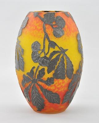 A Mottled Orange Glass Vase with