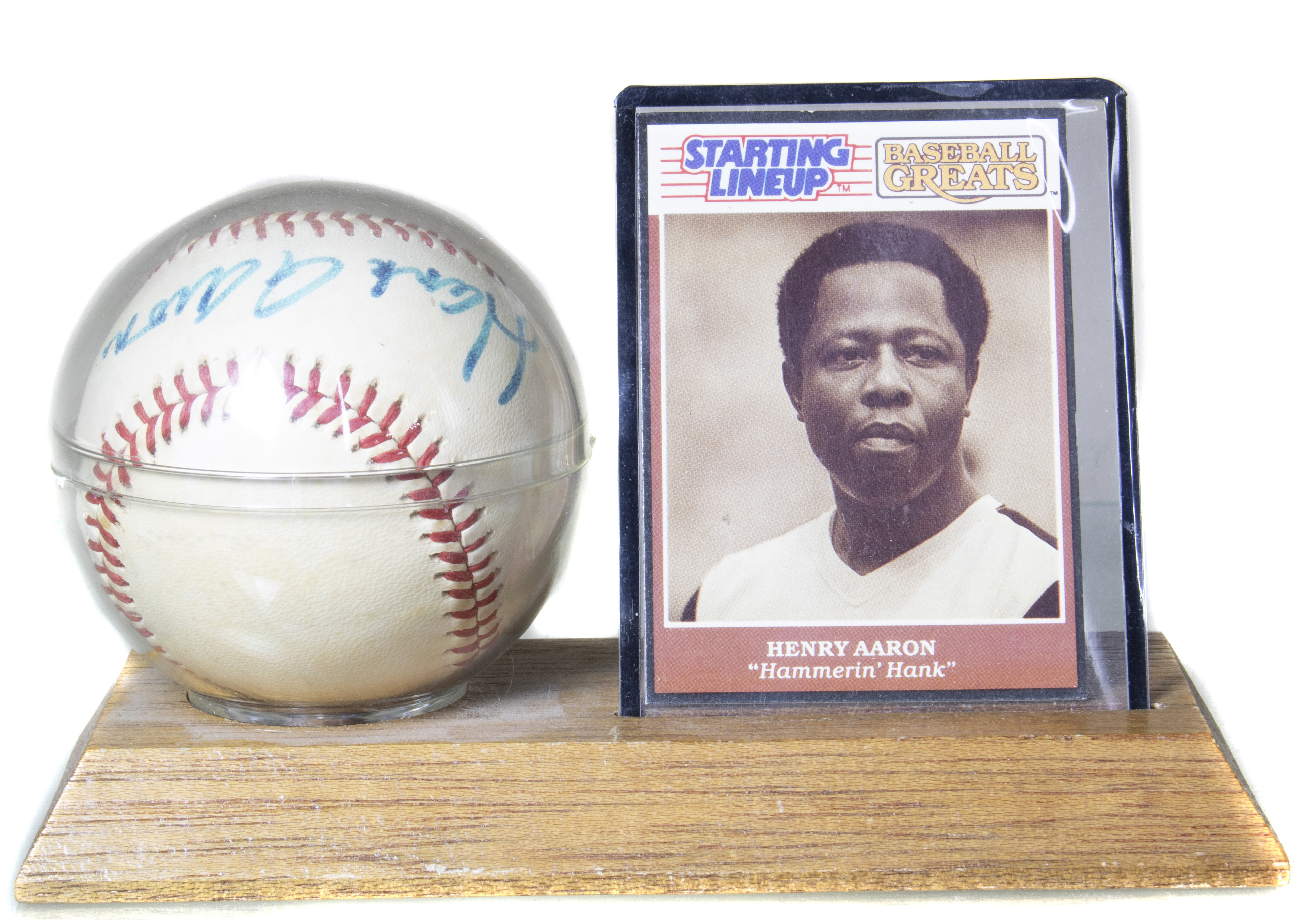 A MOUNTED BASEBALL BEARING HANK
