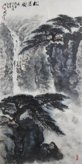 A MOUNTED INK AND COLOR ON PAP
