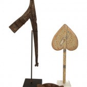 A Mughal Painted Wood Paddle a
