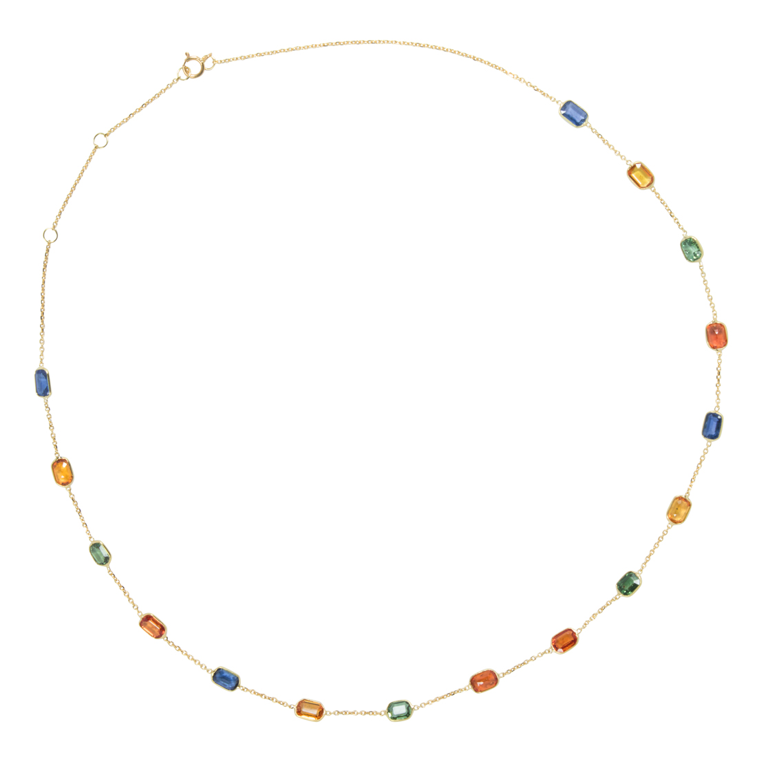 A MULTI-COLOR SAPPHIRE AND 18K GOLD