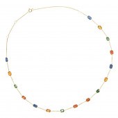 A MULTI-COLOR SAPPHIRE AND 18K