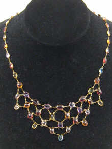 A multi gem necklace set in