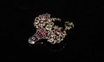 A multi-gem set brooch, of flower