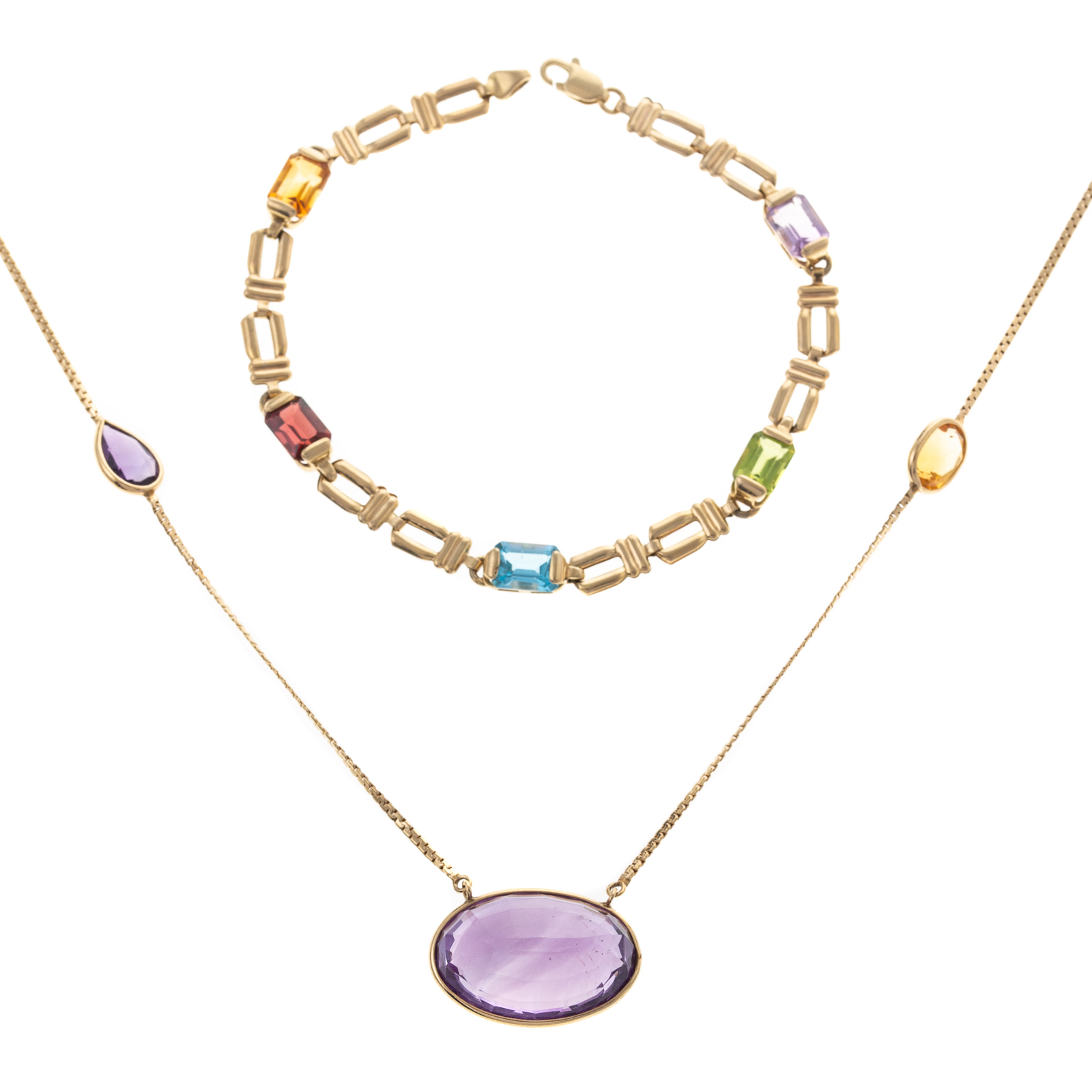 A MULTI-GEMSTONE NECKLACE &