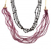 A MULTI STRAND GARNET & 14K ON