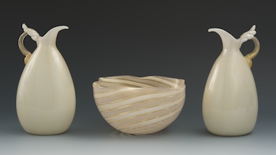 A Murano Glass Bowl and Two Ewers