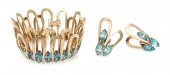 A Napier Goldtone and Blue Rhi