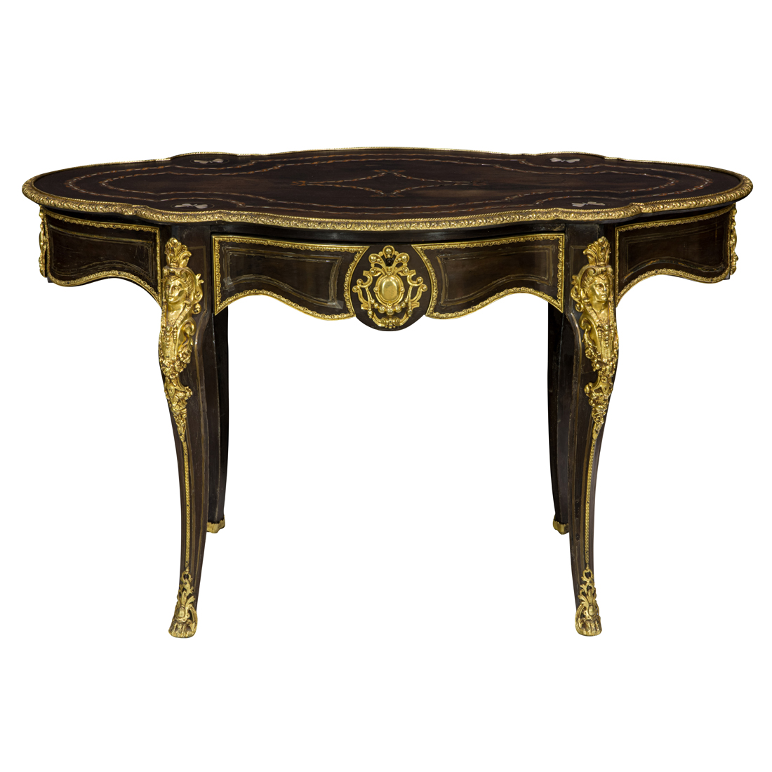 A NAPOLEON III GILT BRONZE INLAID