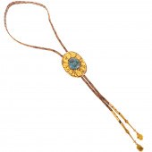 A NAVAJO 14K & TURQUOISE BOLO