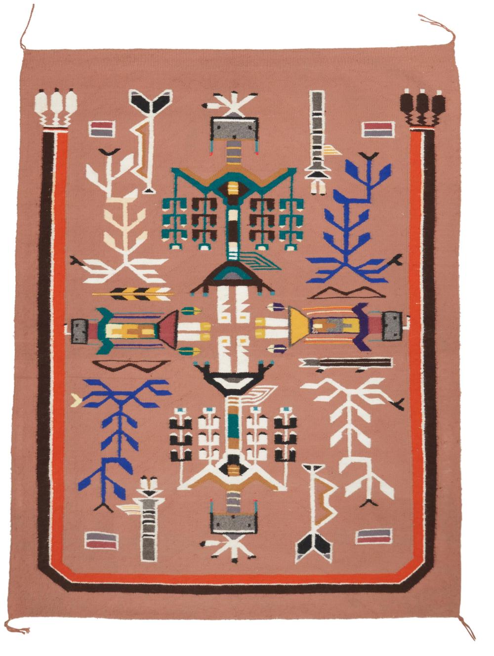 A NAVAJO SANDPAINTING TEXTILEA