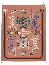 A NAVAJO SANDPAINTING TEXTILEA