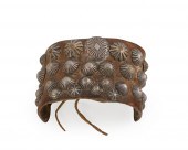 A NAVAJO SILVER AND LEATHER BO