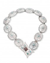 A NAVAJO SILVER CONCHO BELTA N