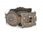 A NAVAJO SILVER CONCHO BELTA N