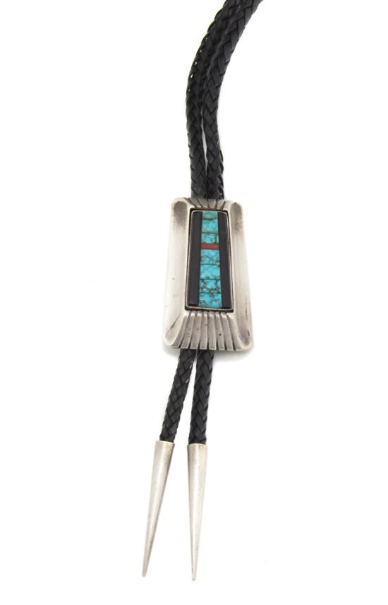 A Navajo Sterling Silver Bolo Tie