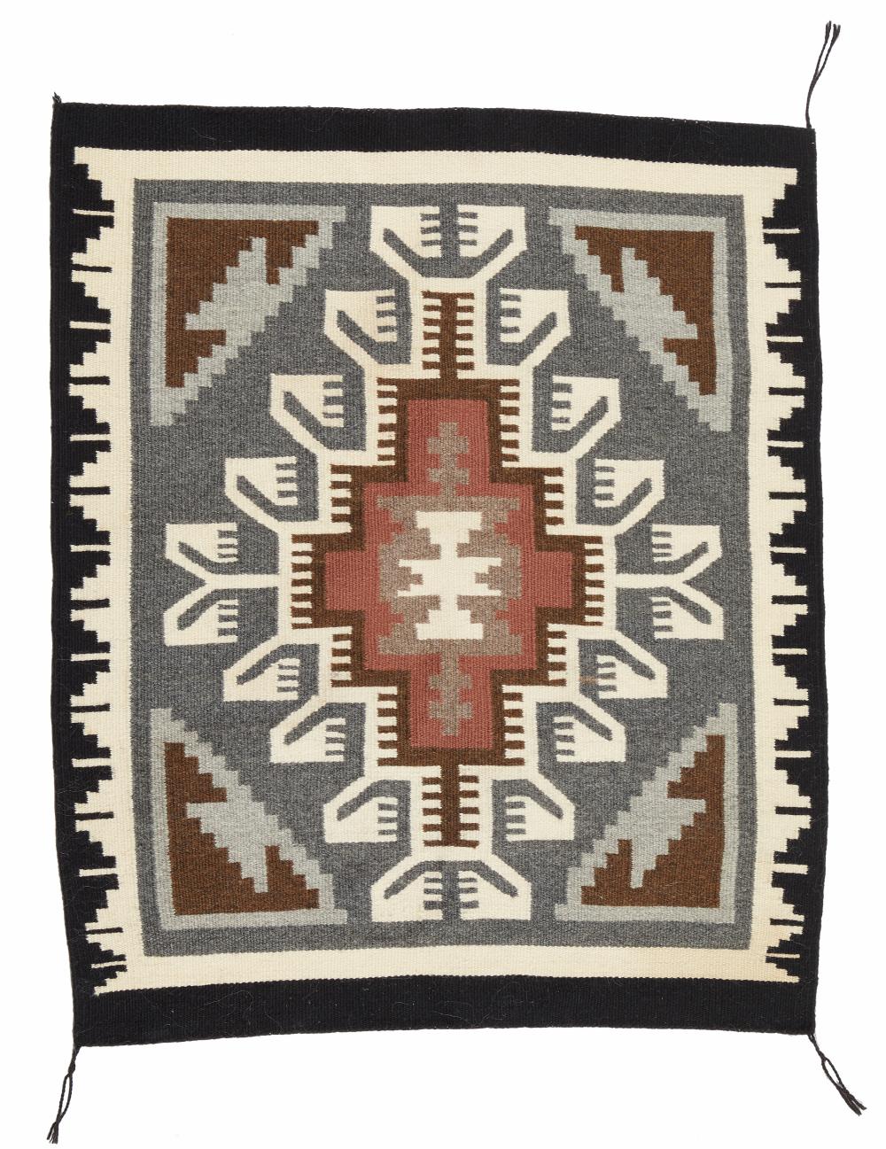 A NAVAJO TWO GREY HILLS TEXTILE