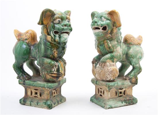 * A Near Pair of Chinese Glazed