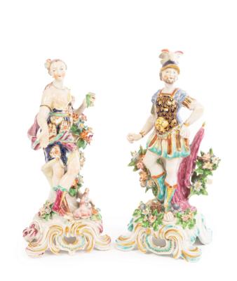 A near pair of Bow figures of