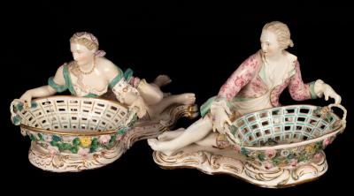 A near pair of figural sweetmeat