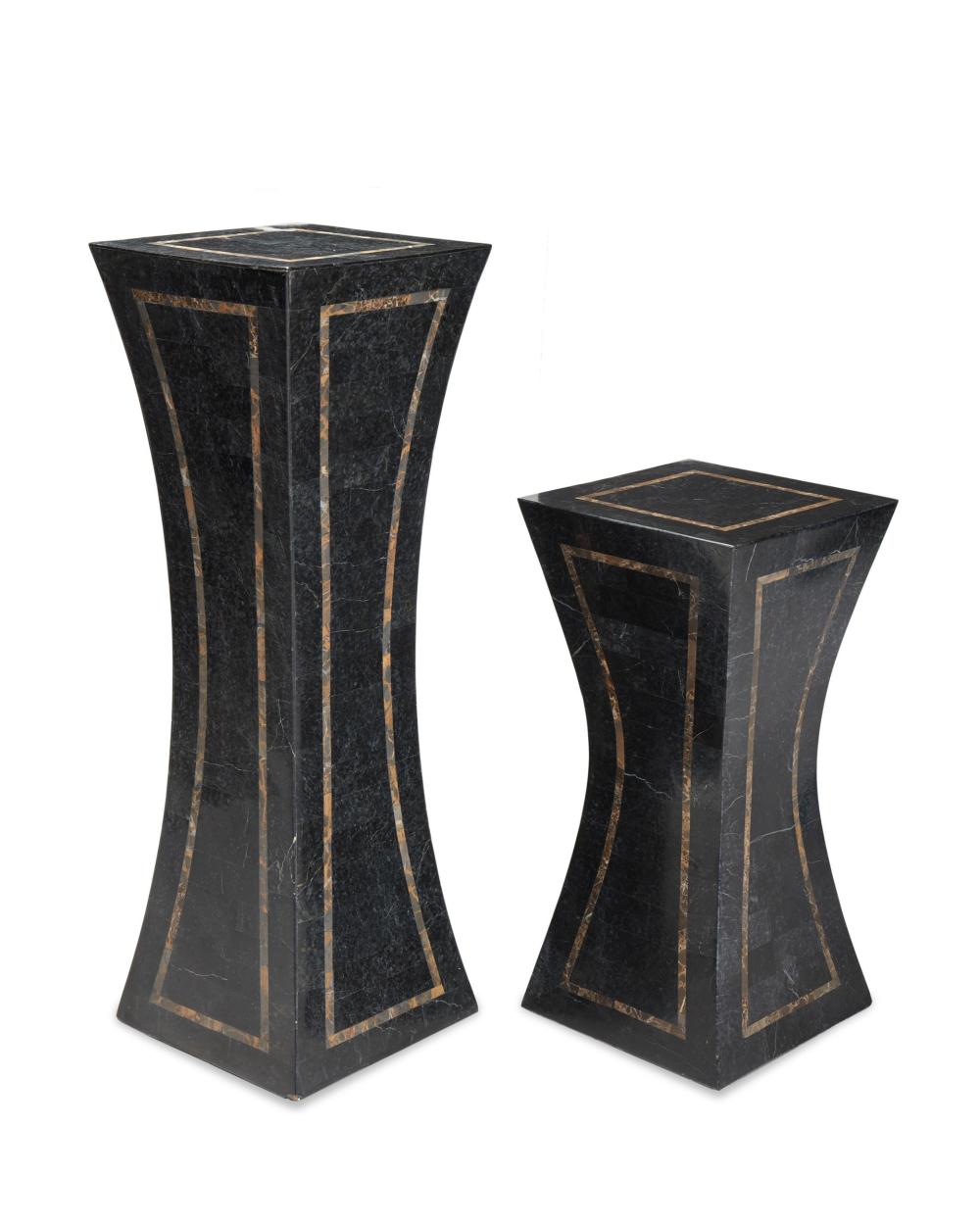 A NEAR-PAIR OF MARBLE VENEERED