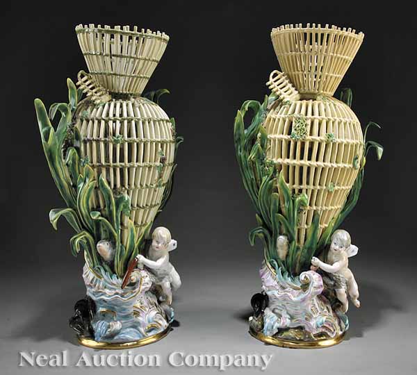 A Near Pair of Meissen Polychrome