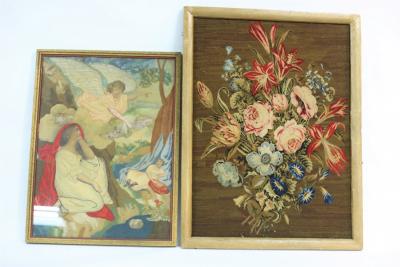 A needlework picture, circa 1810,