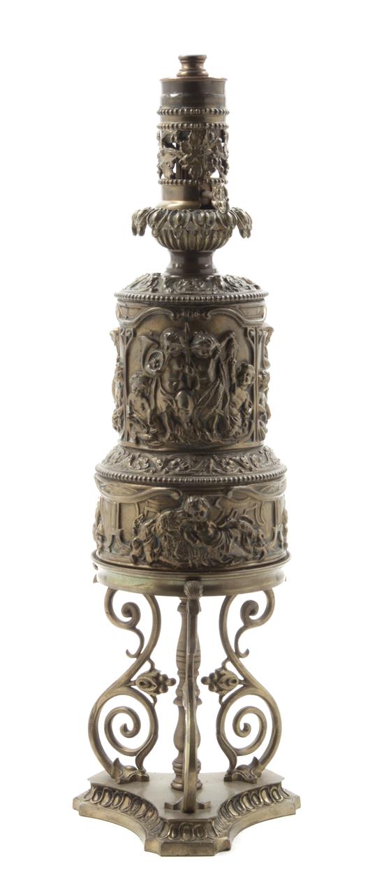 A Neoclassical Brass Fluid Lamp the
