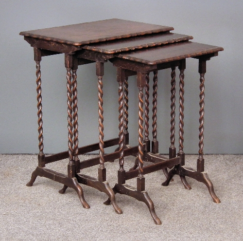 A nest of three 1920s oak